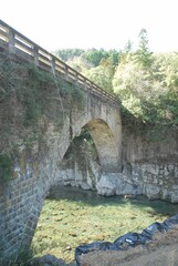 古い石橋と清流の陰影