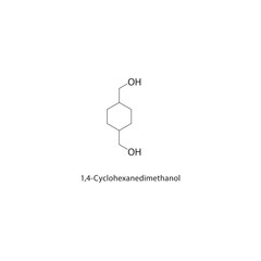 1,4-Cyclohexanedimethanol skeletal structure. diol compound schematic illustration. Simple diagram, chemical formula.