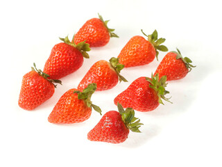Fresh and juicy red strawberry on white background. Premium high quality organic product. Food...