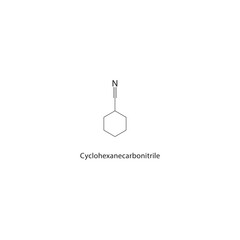 Cyclohexanecarbonitrile skeletal structure. nitrile compound schematic illustration. Simple diagram, chemical formula.