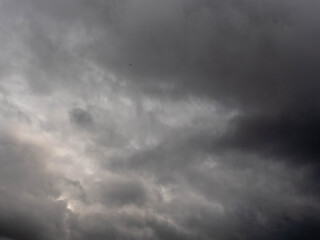 Dark and dramatic storm clouds in the sky. Nature background for design.