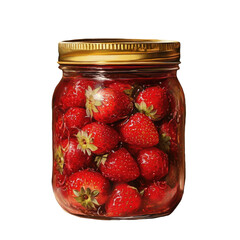 Strawberry jam in glass jar homemade canning recipe fresh fruit preserve delicious food