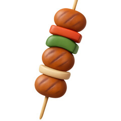 3d illustration of a barbeque stick, with transparent background.