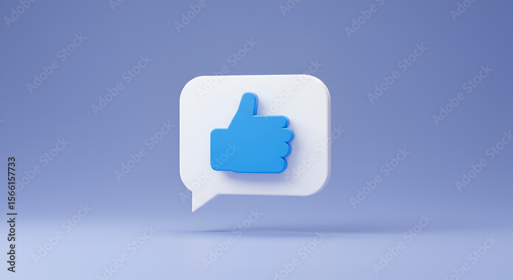 Fototapete 3D rendering of a like icon in a speech bubble for social media approval