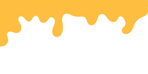 Dripping sweet yellow honey, isolated melting maple syrup. Vector golden organic sticky oil or juice liquid with drops. Flowing droplets of nectar