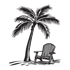 Obraz premium beach chair and palm tree silhouette vector, summer silhouette 