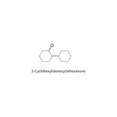 2-Cyclohexylidenecyclohexanone skeletal structure. Ketone compound schematic illustration. Simple diagram, chemical formula.