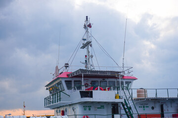 Bali, Indonesia - May 17, 2025, Close-up of ship's bridge with equipment. when the weather is...