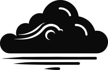 Foggy Weather Icon Black and White Illustration