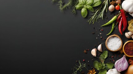 Realistic Food Style Background with Fresh Ingredients Texture - Cooking Menu Design, Healthy Eating Poster