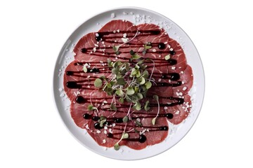 beef carpaccio sprinkled with balsamic vinegar