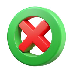 Red cross inside green circle symbol check mark