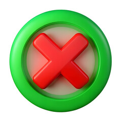 Red cross mark inside green circle symbol icon rejection