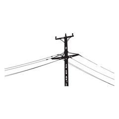 electric pole vector power lines on a white background