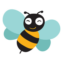 set cartoon bee character with flower honey barrel hive honeycomb vector design