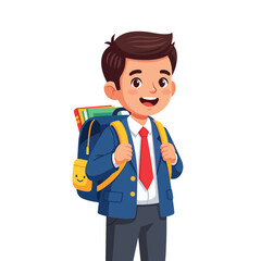 boy with backpack vector cartoon illustration