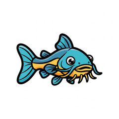 Cute Catfish Vector Icon - Colorful Cartoon Fish Illustration for Kids