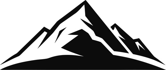 Snow Covered Mountain Icon Black Vector