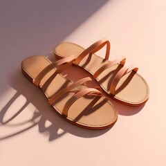Stylish women's leather sandals summer fashion footwear product shot