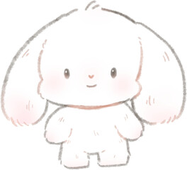 Rabbit line drawing, cute cartoon image, pencil drawing 