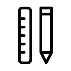 pencil and ruler vector icon isolated on white