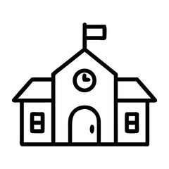 school building outline vector icon