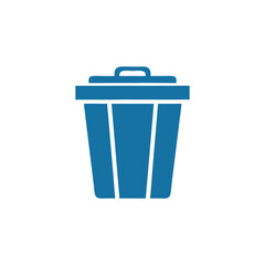 Single Simple Blue Vector Icon of a Trashcan Depicted in a Clean Minimalist Design on White