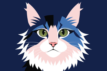 Digital painting of a majestic maine coon cat s face with intricate details