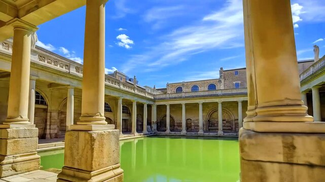 Roman Baths Panning Shot England