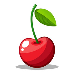 Realistic Glossy Cherry PNG Vector Isolated on Transparent Background