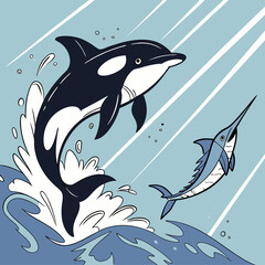 vector illustration of a whale