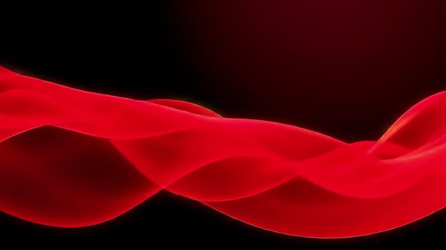 Dynamic red waves flow seamlessly across a dark background creating a captivating visual effect with smooth curves and subtle gradients