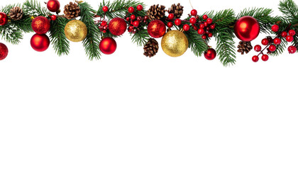 Christmas background with luxurious decorations on white background.