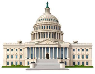Obraz premium Majestic capitol building with grand dome, columns, and wide staircase
