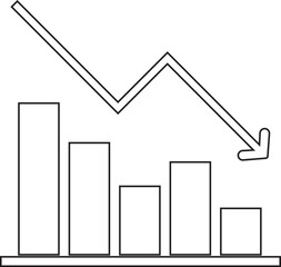 Growth bar line art icon. Vector logo of an increasing chart. Business statistics and data analysis symbol. Represents business growth, profit increase, and progress with upward arrow and bar chart el
