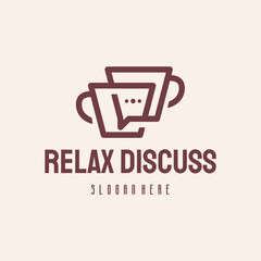 Relax Discuss logo hipster retro vintage vector template, Coffee Chat logo