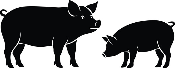 pig silhouette vector