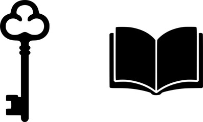 Unlocking Knowledge Antique Key and Open Book Symbol