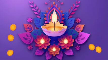A close-up shot of a paper cut of a lit candle surrounded by flowers and leaves, ideal for use in editorial or decorative contexts - Powered by Adobe
