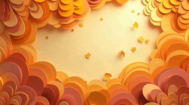 Falling Leaves Scene with Paper Cut Style Layers