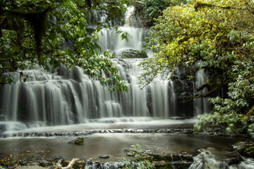Serene Waterfall in Lush Green Forest