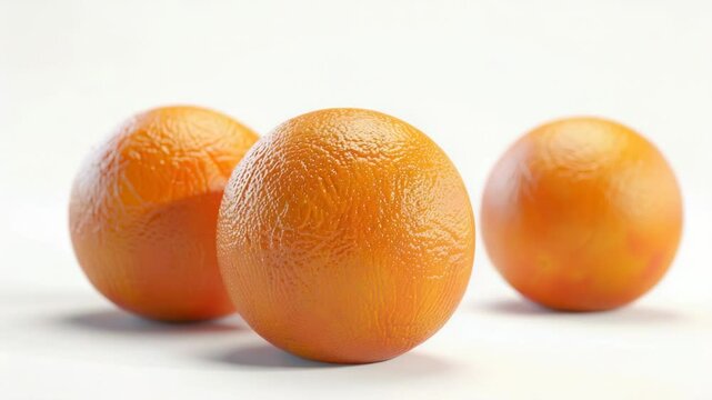 Oranges arranged in a row on a white background, perfect for still life or food-related projects