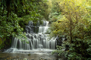 Serene Waterfall Surrounded by Lush Greenery