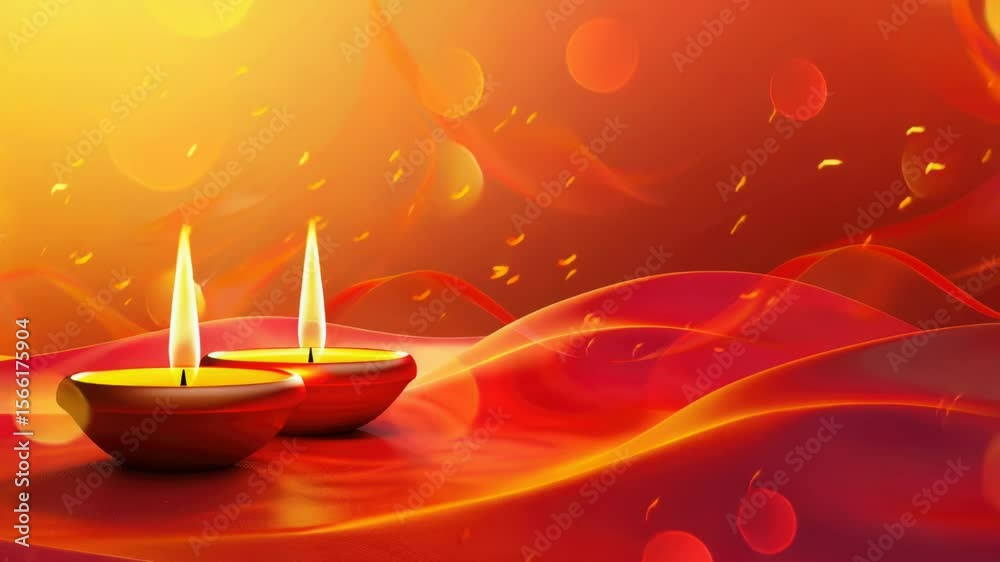 Poster A pair of candles placed on a table, providing soft light