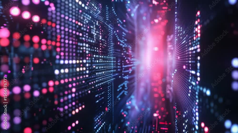 Aufkleber Abstract image with dark background featuring red and blue lights, ideal for use in futuristic or sci-fi themed designs