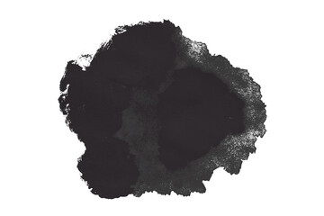 Bright black watercolor or ink stains with watercolor marks. Brush strokes and watercolor splashes set on a transparent background.