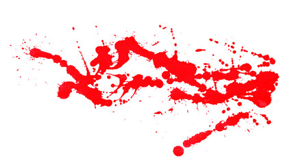 Bright red watercolor or ink stains with watercolor marks. Brush strokes and splashes of watercolor are set on a transparent background.