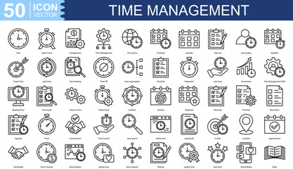 Time Management icon collection set. Containing time, Alarm Clock, management, Time Zones, Schedule, calendar icon