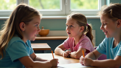 An image of children learning about the ozone layer and its importance, promoting environmental education.