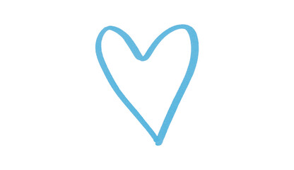 A light blue heart drawn in ink sits on a transparent background.